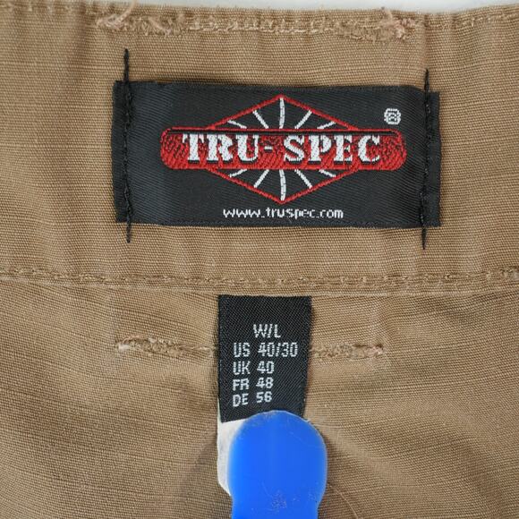 Tru-Spec Tactical Cargo Pants Mens 40x30 Khaki Ripstop Outdoor Gorpcore Zip Fly - Picture 5 of 11